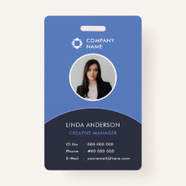 Classy Blue Gray Foto ID Company Logo Ausweis