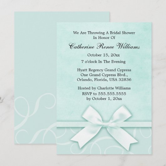 Classy Blue Green Bridal Dusche Einladung (Vorne/Hinten)
