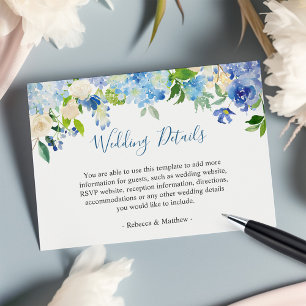 Classy Blue Hydrangeas Floral Wedding Informatione Begleitkarte