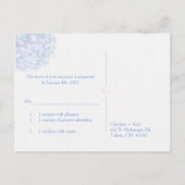 Classy Blue Hydrangeas Wedding RSVP Einladungspostkarte (Rückseite)