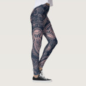 Classy Blue Rose Gold Glitzer Paisley Floral Leggings (Rechts)