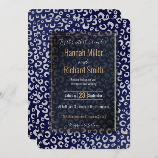 Classy Blue Silver Glitzer Leopard Animal Print (Vorne/Hinten)