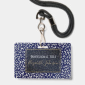 Classy Blue Silver Glitzer Leopard Animal Print Ausweis (Vorderseite mit Lanyard)