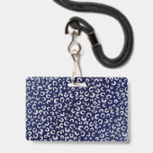 Classy Blue Silver Glitzer Leopard Animal Print Ausweis (Rückseite mit Lanyard)