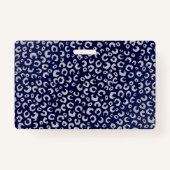 Classy Blue Silver Glitzer Leopard Animal Print Ausweis (Rückseite)