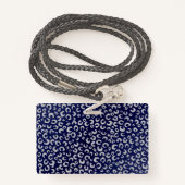 Classy Blue Silver Glitzer Leopard Animal Print Ausweis (Rückseite mit Schlüsselband)
