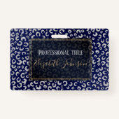 Classy Blue Silver Glitzer Leopard Animal Print Ausweis (Vorderseite)