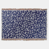 Classy Blue Silver Glitzer Leopard Animal Print Decke (Vorderseite)
