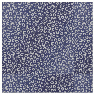 Classy Blue Silver Glitzer Leopard Animal Print Stoff