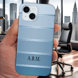 Classy Blue Silver Strip Phone Case