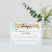 Classy Blue Stripes mit Rose Rezept Card Postkarte (Stehend Vorderseite)