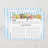 Classy Blue Stripes mit Rose Rezept Card Postkarte (Vorne/Hinten)