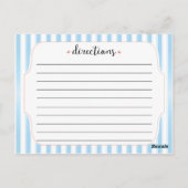 Classy Blue Stripes mit Rose Rezept Card Postkarte (Rückseite)