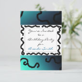 Classy Blue und Black Beaded Geburtstag Einladung (Stehend Vorderseite)