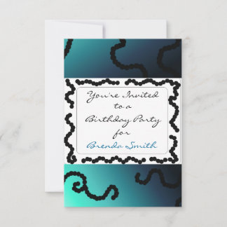 Classy Blue und Black Beaded Geburtstag Einladung