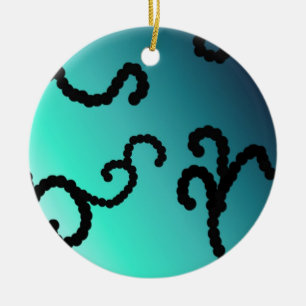 Classy Blue und Black Beaded Swirl Keramikornament