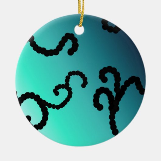 Classy Blue und Black Beaded Swirl Keramikornament (Vorne)