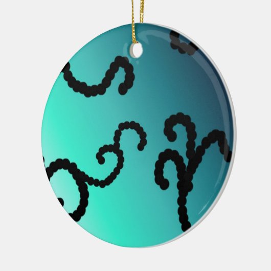Classy Blue und Black Beaded Swirl Keramikornament (Links)