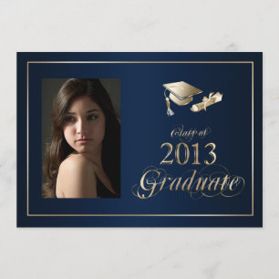 Classy Blue und Gold 2013 Graduate Foto Einladung