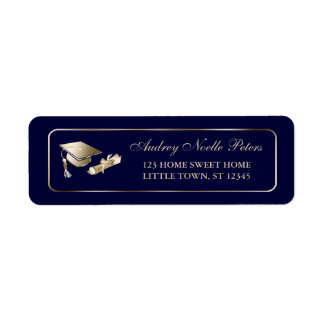 Classy Blue und Gold Graduate Address Labels