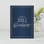 Classy Blue und Silver 2012 Graduate Invitation Einladung (Stehend Vorderseite)