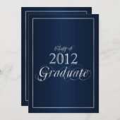 Classy Blue und Silver 2012 Graduate Invitation Einladung (Vorne/Hinten)