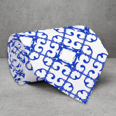 Classy Blue und White Azulejo Tiles Damask Muster Krawatte