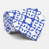 Classy Blue und White Azulejo Tiles Damask Muster Krawatte (Gerollt)