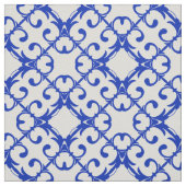 Classy Blue und White Azulejo Tiles Damask Muster Stoff (Muster)