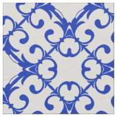 Classy Blue und White Azulejo Tiles Damask Muster Stoff (Nahaufnahme)