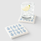 Classy Blue White Chinoiserie Ginger Jars Steinuntersetzer (Seitenansicht)