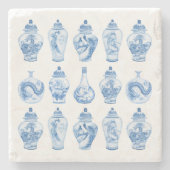 Classy Blue White Chinoiserie Ginger Jars Steinuntersetzer (Vorderseite)