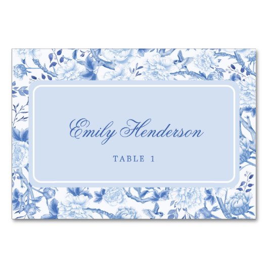 Classy Blue White Chinoiserie Sitzende Tischnummer (Vorderseite)