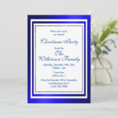 Classy Blue & White Christmas Party Einladung (Stehend Vorderseite)