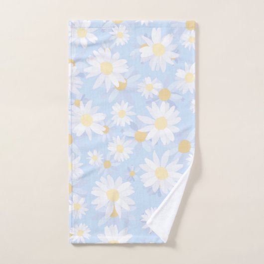 Classy Blue White Daisy Blume Badhandtuch Set (Handtuch)