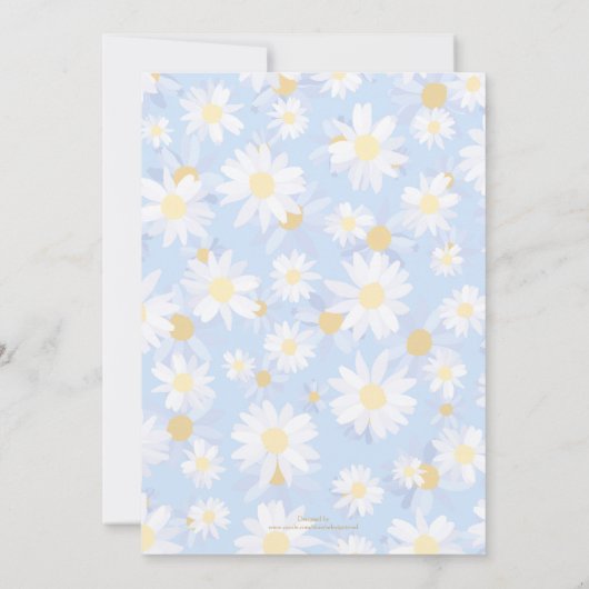 Classy Blue White Daisy Blume Einladung (Rückseite)