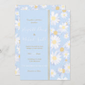 Classy Blue White Daisy Blume Einladung (Vorne/Hinten)
