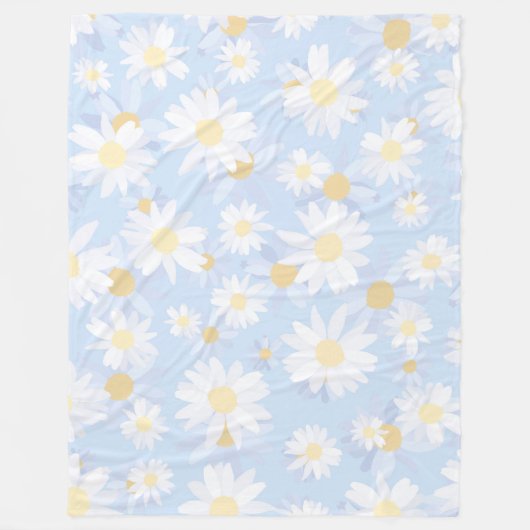 Classy Blue White Daisy Blume Fleecedecke (Vorderseite)