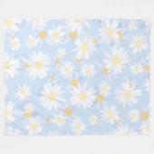Classy Blue White Daisy Blume Fleecedecke (Vorderseite (Horizontal))