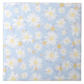 Classy Blue White Daisy Blume Fliese (Vorderseite)