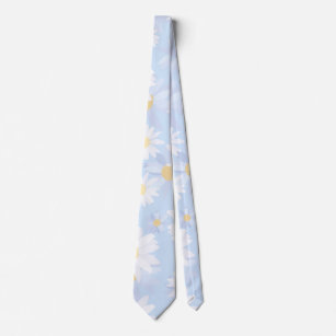 Classy Blue White Daisy Blume Krawatte