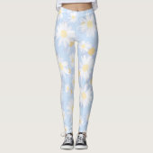 Classy Blue White Daisy Blume Leggings (Vorderseite)