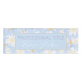Classy Blue White Daisy Blume Namenschild (Vorderseite)