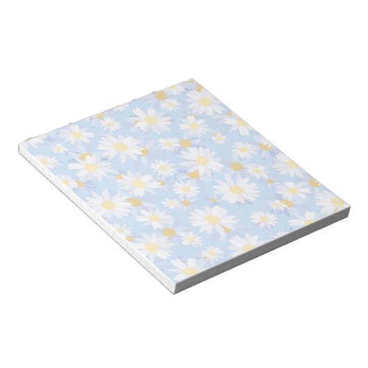Classy Blue White Daisy Blume Notizblock (angewinkelt)
