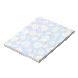 Classy Blue White Daisy Blume Notizblock