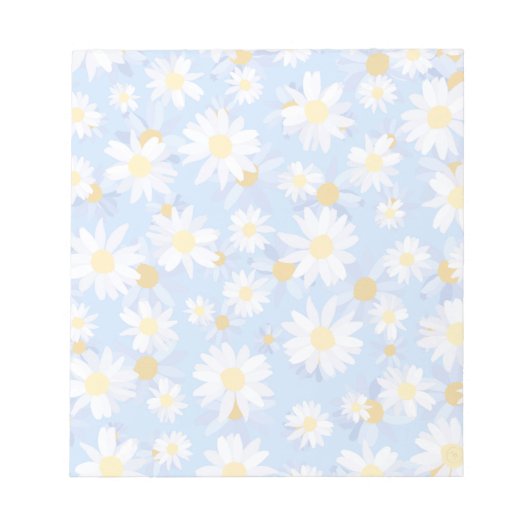 Classy Blue White Daisy Blume Notizblock (Vorderseite)