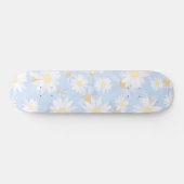 Classy Blue White Daisy Blume Skateboard (Horizontal)