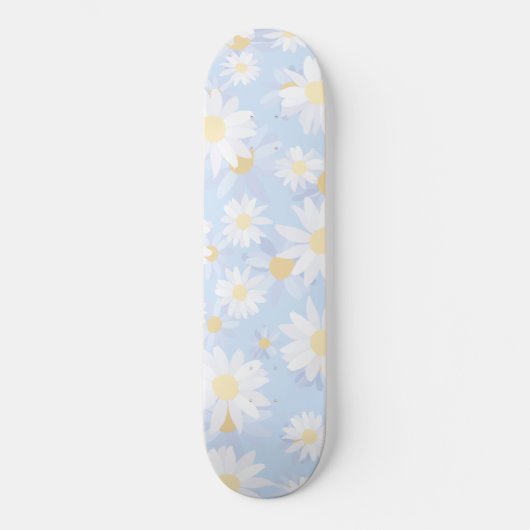 Classy Blue White Daisy Blume Skateboard (Vorderseite)