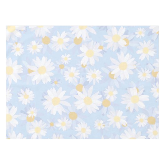 Classy Blue White Daisy Blume Tischdecke (Vorderseite (Horizontal))