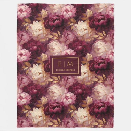 Classy Blush Burgundy Gold Personalisiert Boho Thr Fleecedecke (Vorderseite)